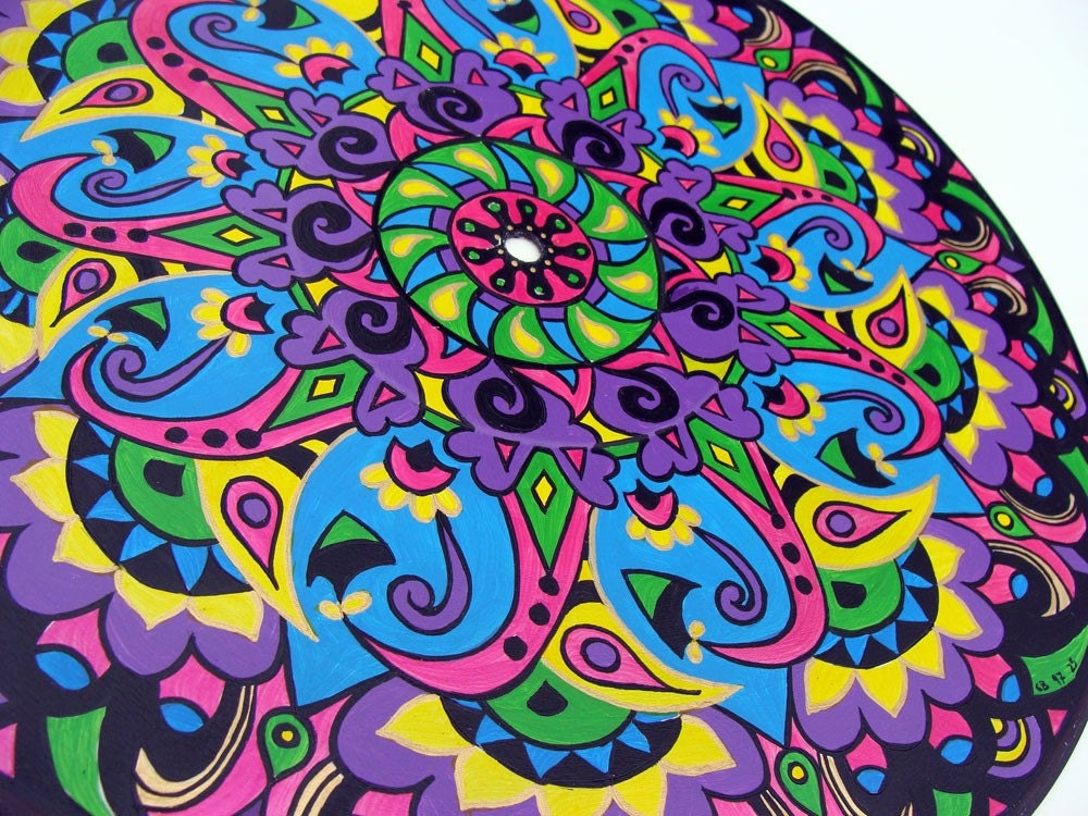 RESERVED FOR PATRICK Paisley  -  Original Mandala Painting on Recycled Vinyl Record