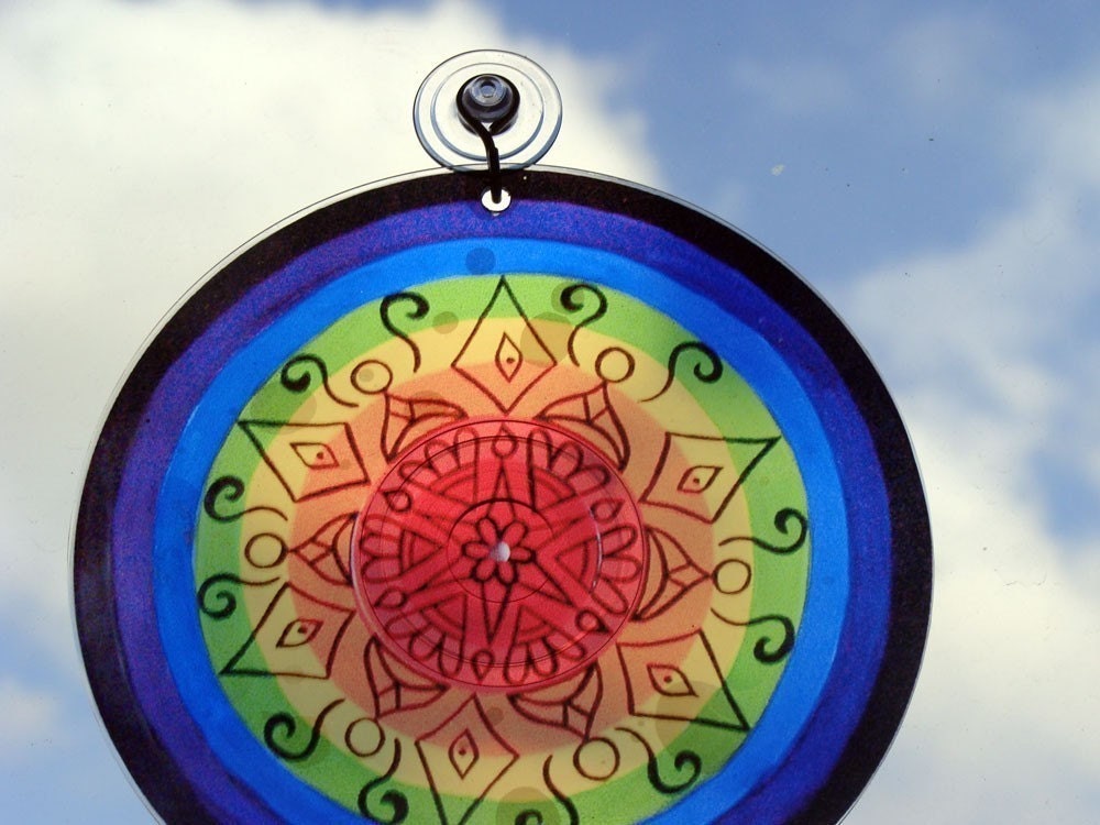 Rainbow Mandala Suncatcher - Geometric Bohemian Decor - LGBTQ Pride Marriage Equality