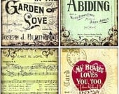 GaRDeN of LoVe SeT backgrounds HeaRT LiTTLe RoSe antique postcards vintage paper original digital collage sheet scrapbooking