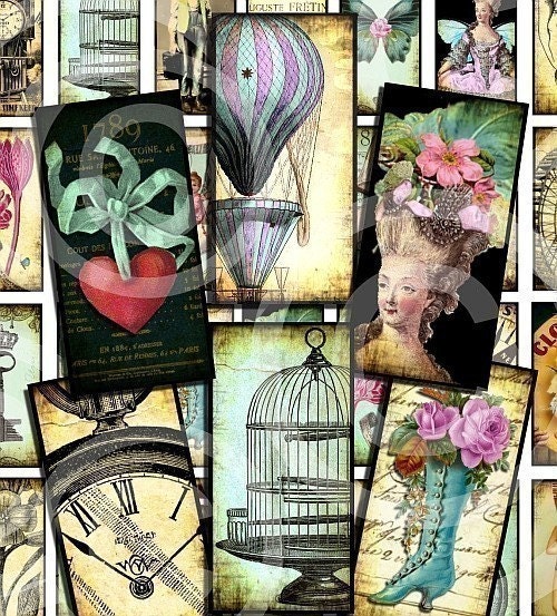 Rectangle Images Digital Collage Sheet INSTANT DOWNLOAD and print vintage images scrapbook graphics ferris wheel skeleton key sh32