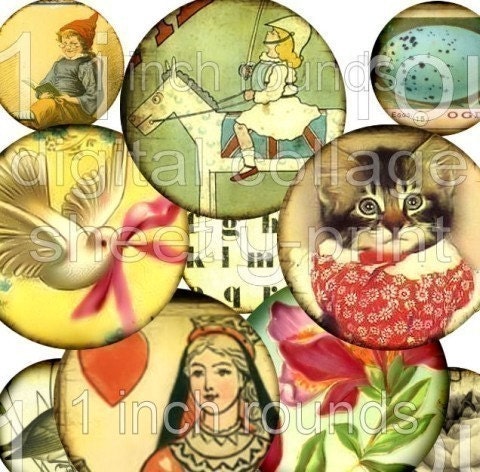 48 Round 1 inch Circles QueeN of HeaRTs BiRDs ALiCe in WoNDeRLaND CRoSS CaTs RaBBiT CuPiD HeaRTs printable digital collage sheet sh3