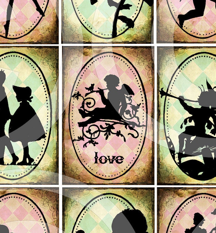 Vintage Silhouette Ballerina Cherubs Birds printable DiGITAL Collage Sheet antique paper altered art scrapbooking diy kit download