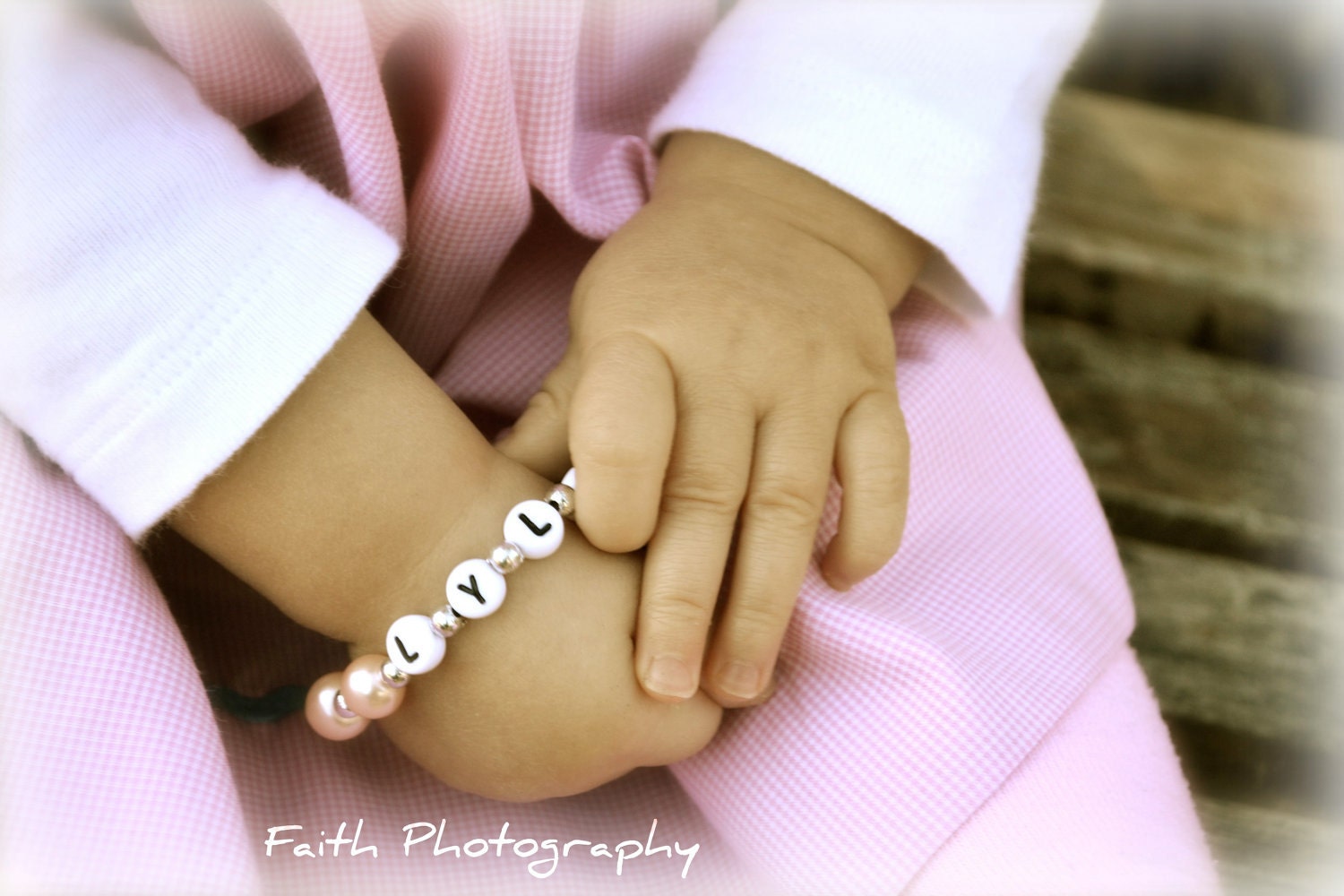 Newborn Baby Infant Toddler Name Bracelet You choose the pearl color and charm Pink Pearl Princess Crown Charm Bracelet