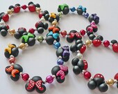 Mickey Mouse Minnie Mouse inspired clay bead Jewelry Bracelet Rainbow Polka Dot Bows Hypoallergenic Children Kids Adult mini mouse ears