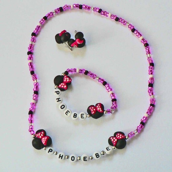 Minnie Mouse Jewelry Name Bracelet Personalized Jewelry Hypoallergenic Jewelry for Children Toddler Kids mini mouse ears