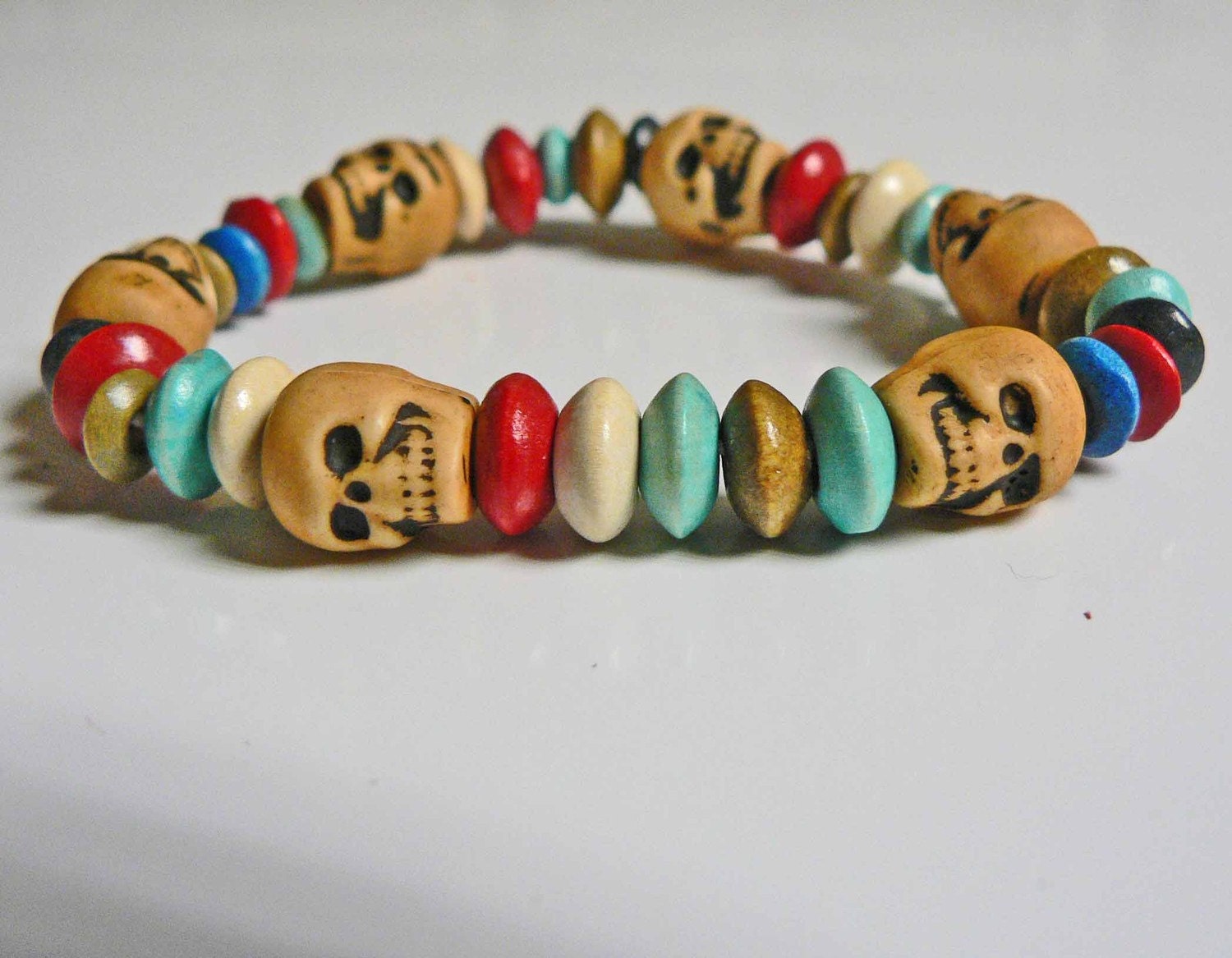Halloween Jewelry Skull Gothic Witch Doctor Stretch Beaded Bracelet Child thru Adult Size BOO Halloween