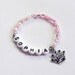Personalized Princess Party Favors for kids Name bracelet Pink with crown or tiara charm