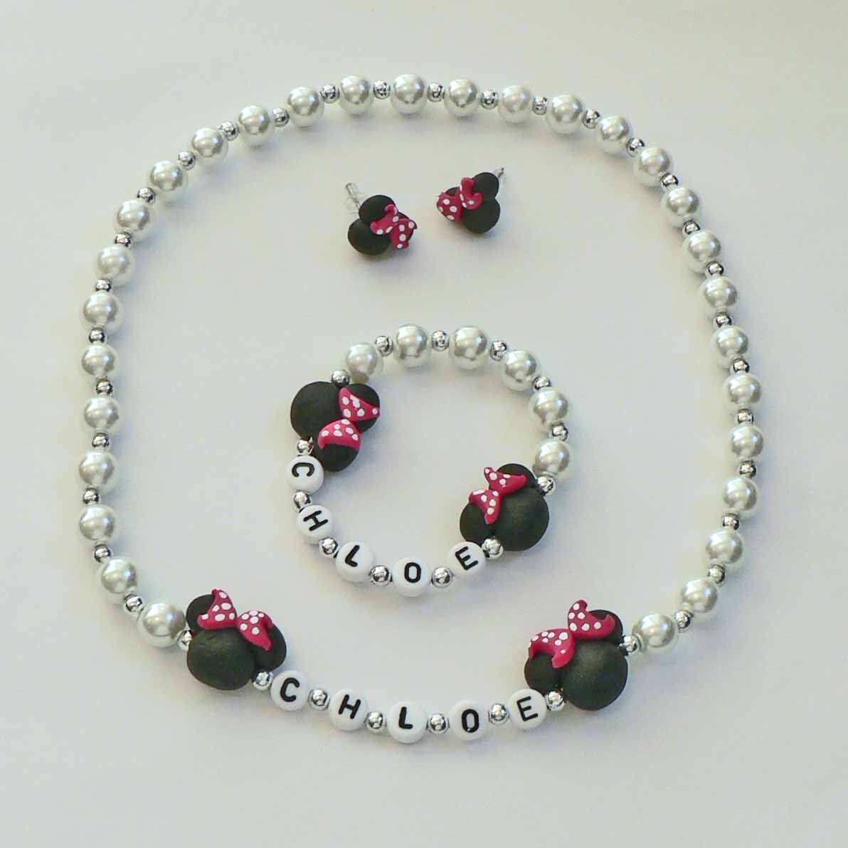 Minnie Mouse Jewelry Name Bracelet Personalized Jewelry Hypoallergenic Jewelry for Children Toddler Kids mini mouse ears