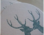 two deer, letterpress coasters