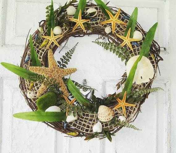 Seashells Wreath Beach Home Decor Nautical Wreath