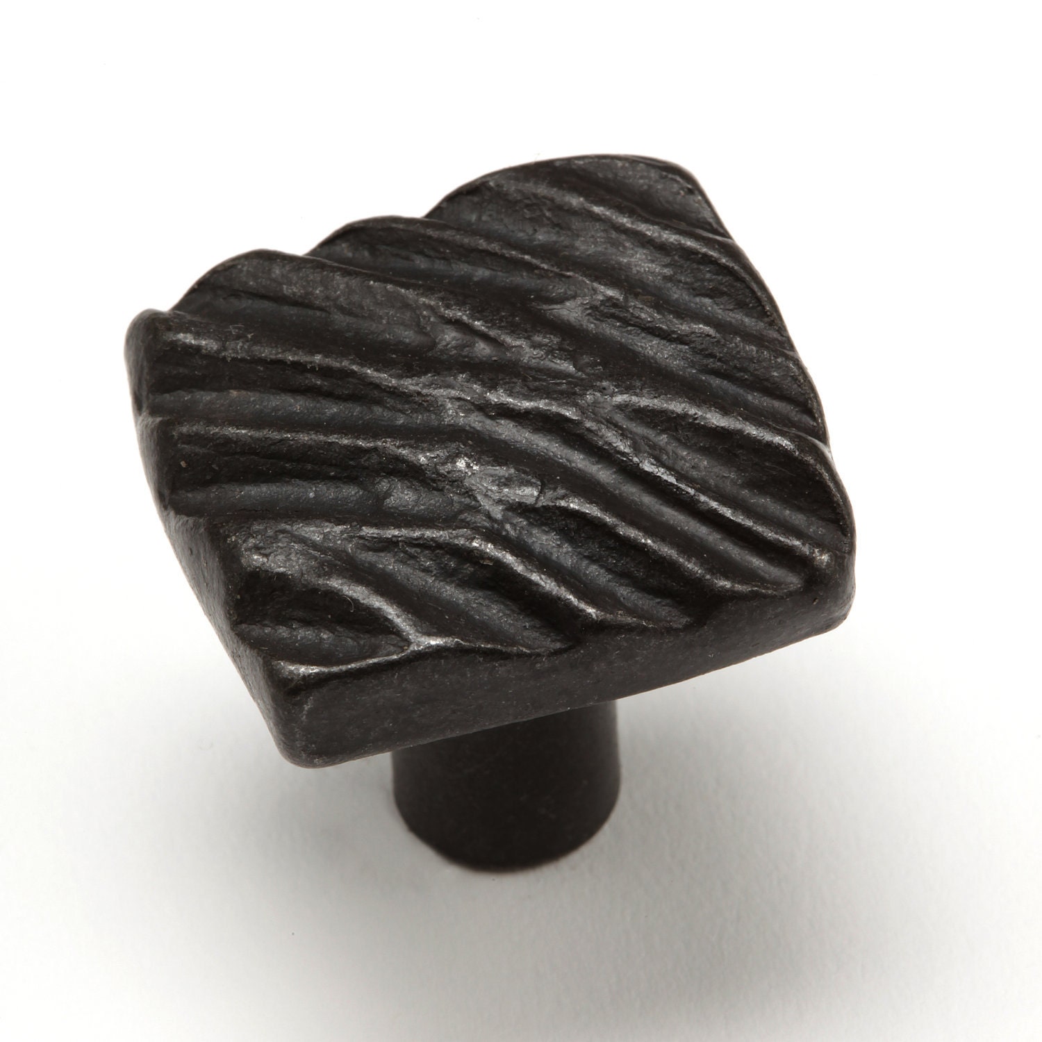 1" Diagonal Textured Knob 0416 - Wrought Iron Cabinet Hardware