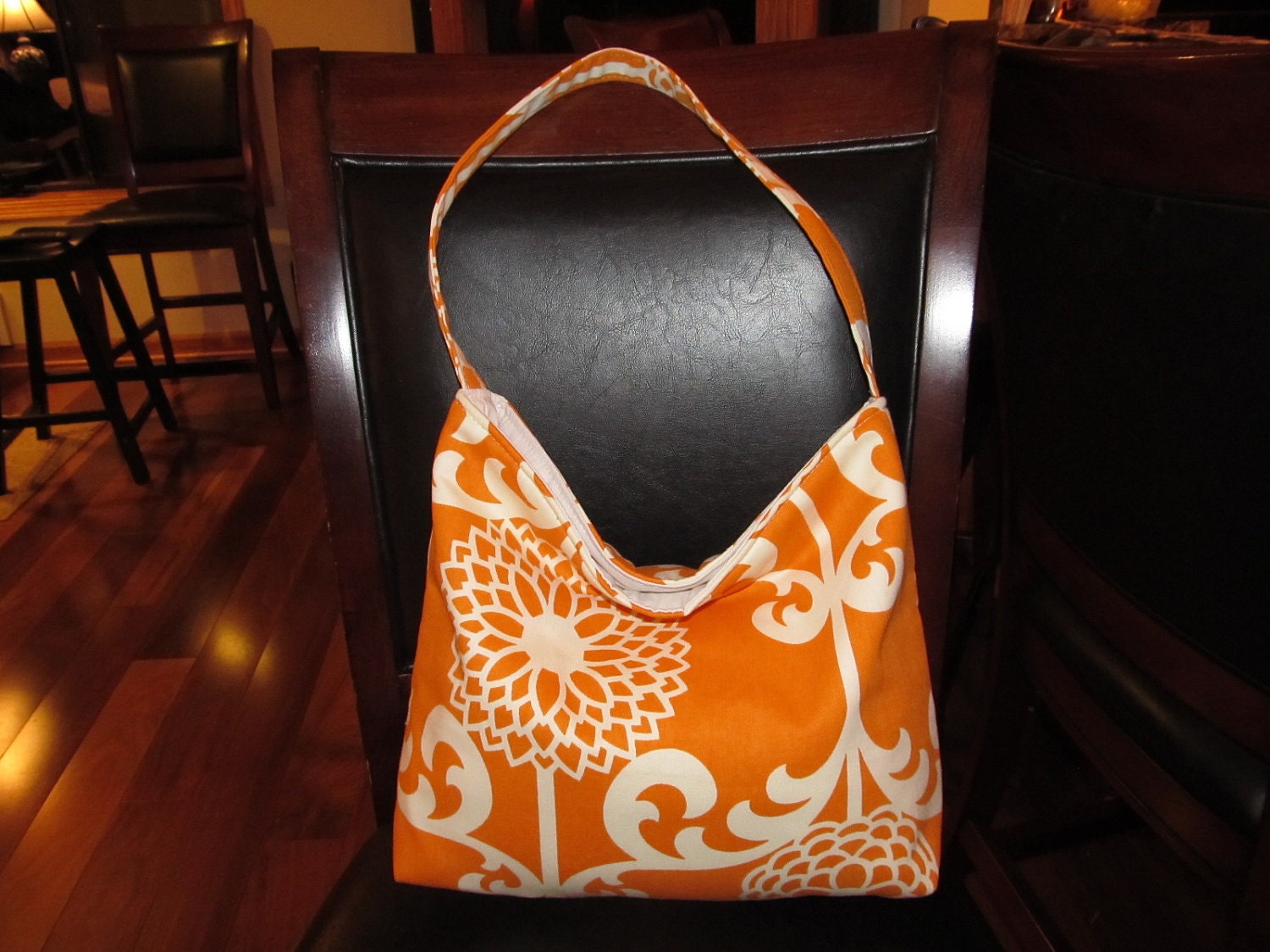 Orange and White Slouch Bag
