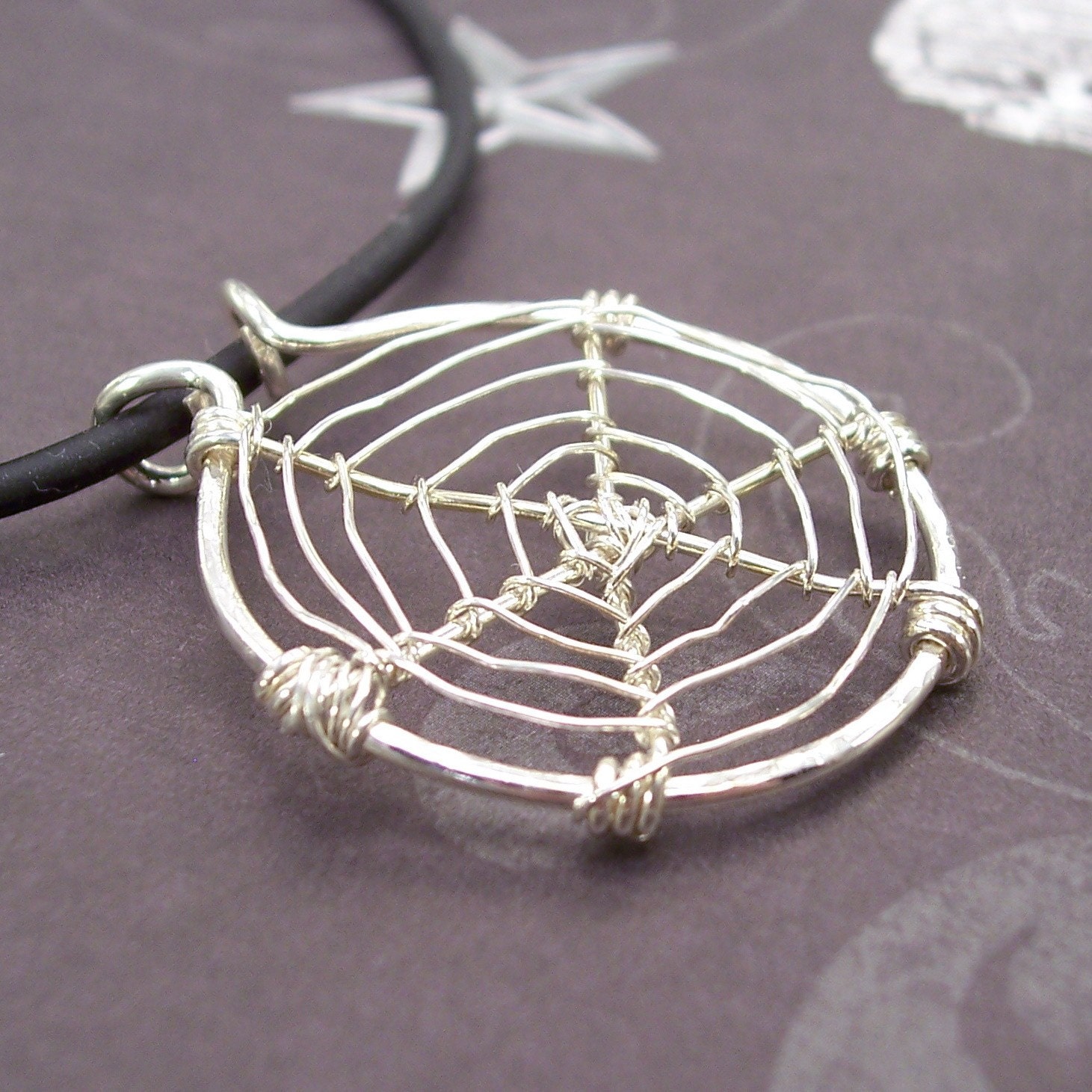 Silver Web Necklace a little smaller version Handmade Gothic Jewelry Pendant