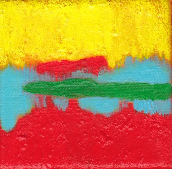 Contemporary Abstract Art Painting - Are You Listening 4 x 4 inches