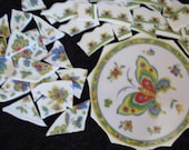Vintage CHO CHO Butterfly China Sango Mosaic Tiles Retro Plate Pieces