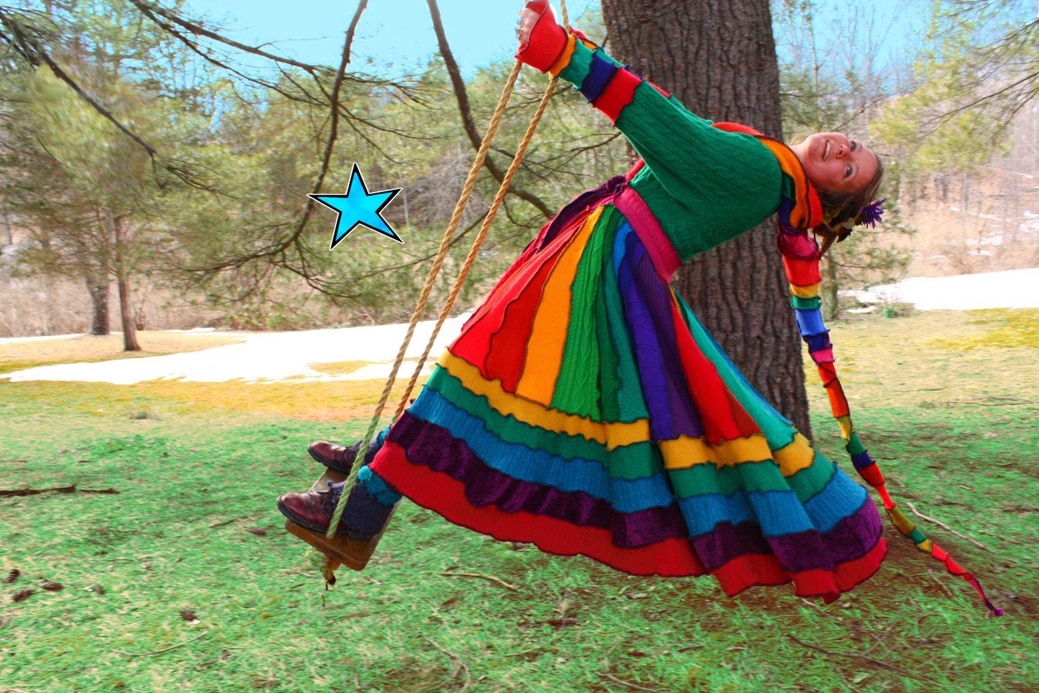 Dream Coat by Katwise -Upcycled Sweater TUTORIAL - Rainbow Gypsy Elf Coat