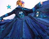 Recycled Sweater by Katwise - Extra Long Blue Eyeball Coat - RESERVED