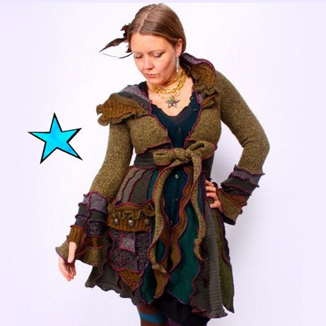 TUTORIAL - Pixie Coat made from Recycled Sweater - Forest Nymph