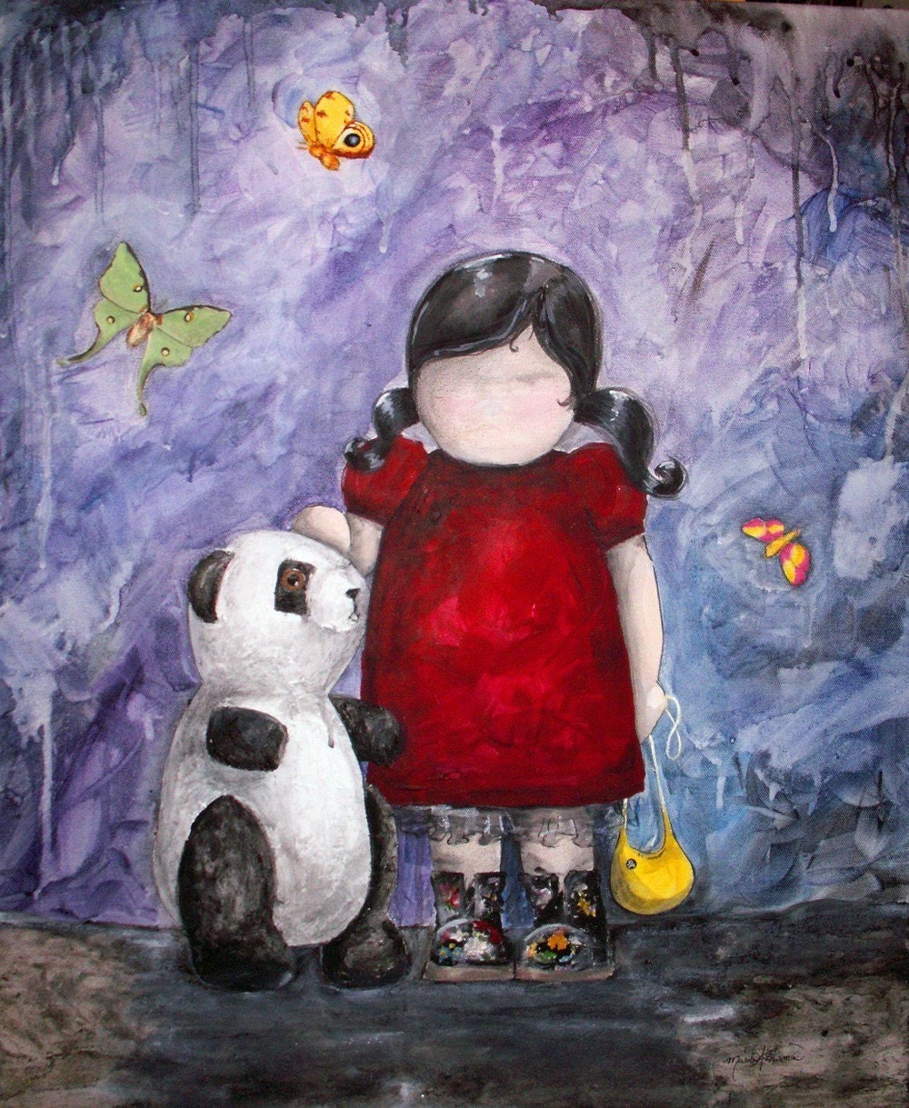 Self Portrait 8x10 Art Print cute girl panda moth surreal