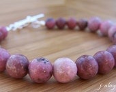 Natural Pink Rose Red Round Rhodonite Bracelet