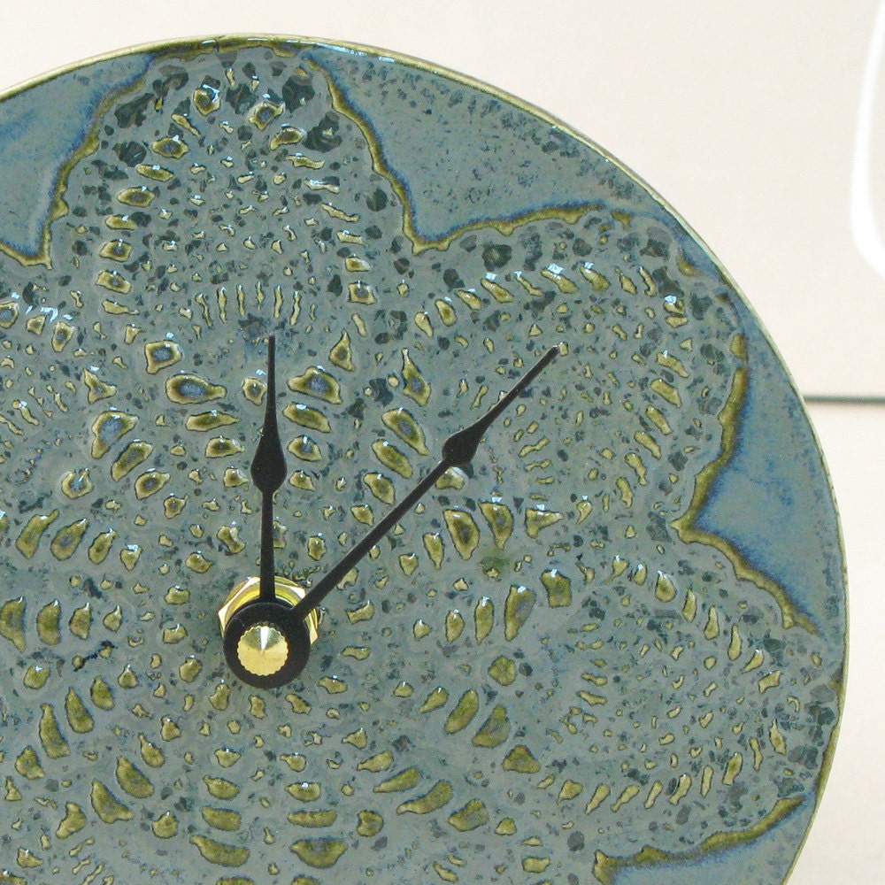 Stitch in Time Too Ceramic  Wall Clock in Smoky Blue