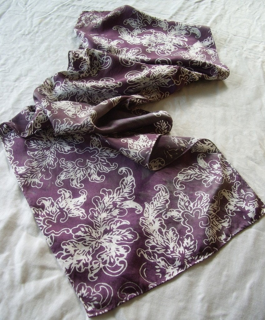 purple grey scrolls scarf