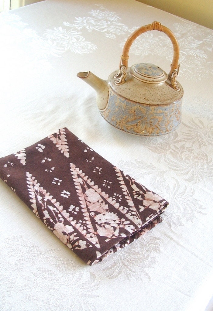 batik floursack towel. chocolate brown spires