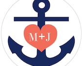 Personalized Treat Bag Wedding Stickers - Nautical-Anchor - Favors, Buffets, Packaging
