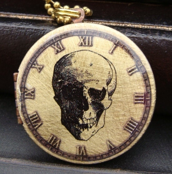 Brass Skull Locket Necklace