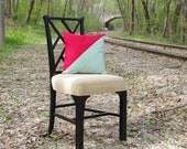 Red & Mint Color Block Decorative Pillow Cover - 14X14