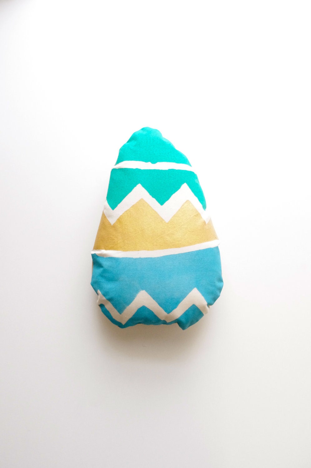 Easter Egg Decorative Pillow - One of a kind Cushion - In Turquoise, Gold and Blue
