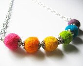 Rainbow Needle Felted Ball Necklace - JuicybitsJewelry Rainbow Needle Felted Ball Necklace - JuicybitsJewelry