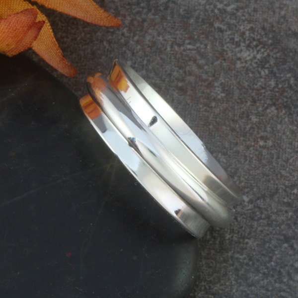 Sterling Silver Layered Wide Band Ring - Size 11