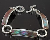 Sterling Silver and Heat Oxidized Hammered Copper Link Bracelet