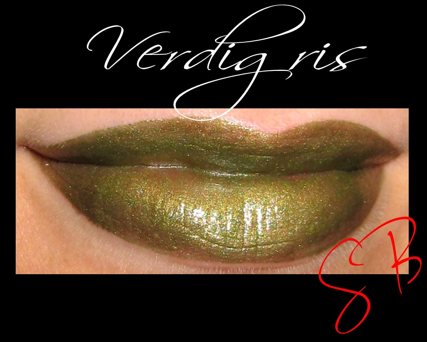 Verdigris Mineral Lipstick (Dark  green with a golden tone) GothLip Stix