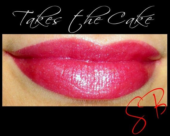 Takes the Cake Mineral Lipstick  (Medium pretty shimmery pink) makeup Cheek and Lip Color