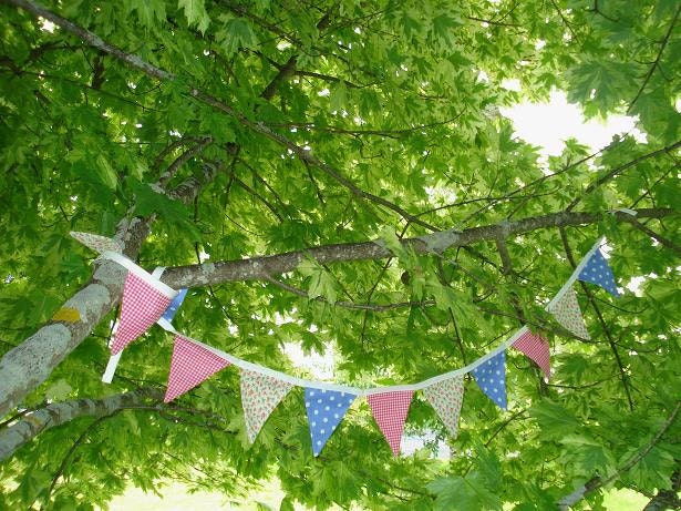 Spring time shabby chic fabric bunting flags