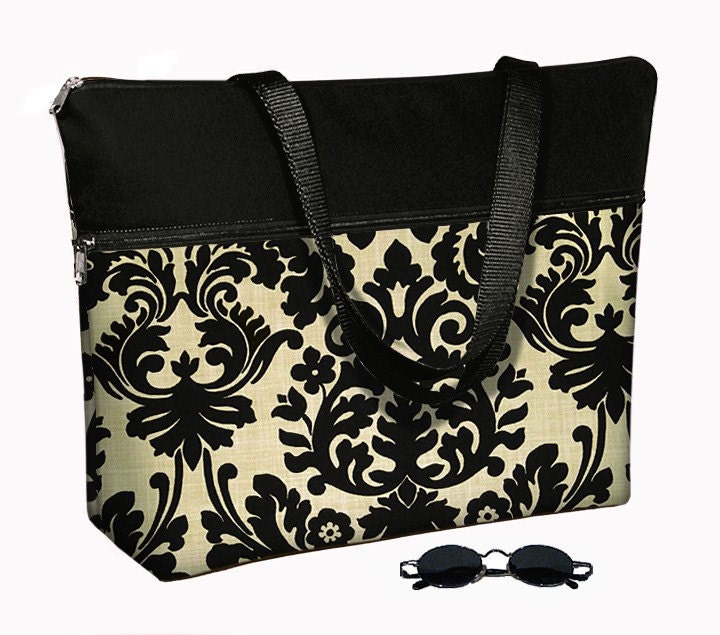 Laptop Tote Bag padded case fits up to 17 inch PC - Essence Damask