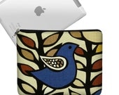 iPad Case Ipad Bag iPad Cover iPad Sleeve iPad 4 3 2 1 zippered padded   - Asta Bird Blue