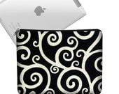 iPad Case Ipad Bag iPad Cover iPad Sleeve iPad 4 3 2 1 zippered padded   - Twirl black white retro