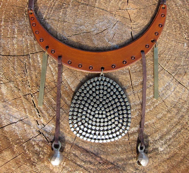 Tribal Sun leather necklace