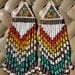 Native American white seed beaded rainbow beauties long