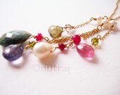 Criminally Chic- Emerald, Pearls, Ruby and Tourmaline Necklace