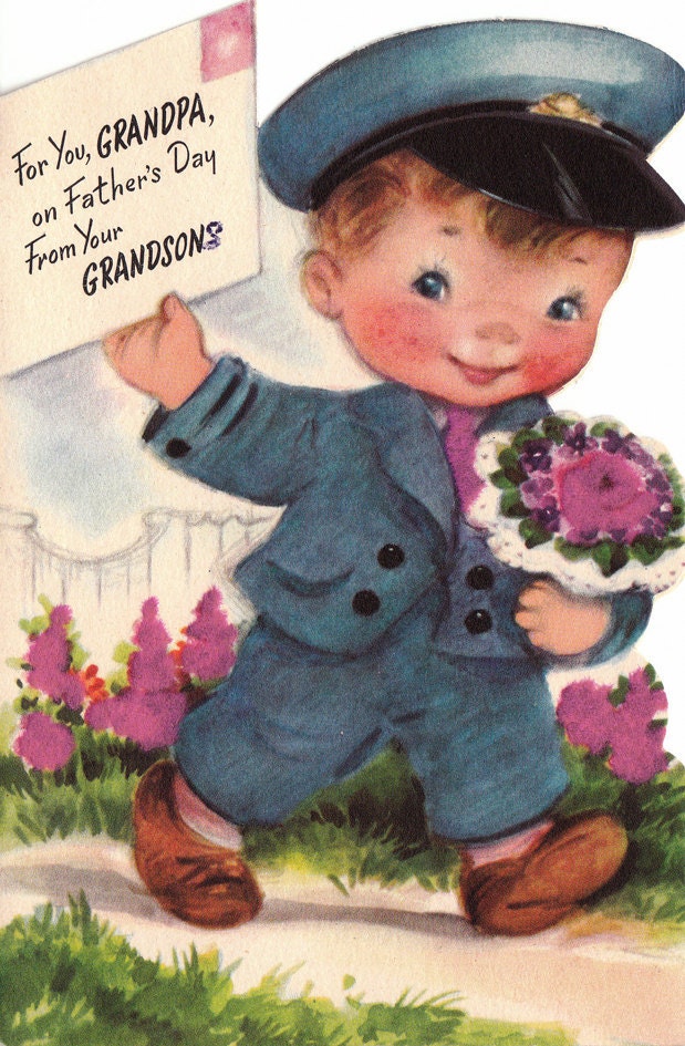 Vintage 1950s For You Grandpa On Father's Day From Your Grandsons Greetings Card (B6)