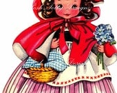 Little Red Riding Hood 1940s Greetings Card Vintage Digital Download Printable Image (49)