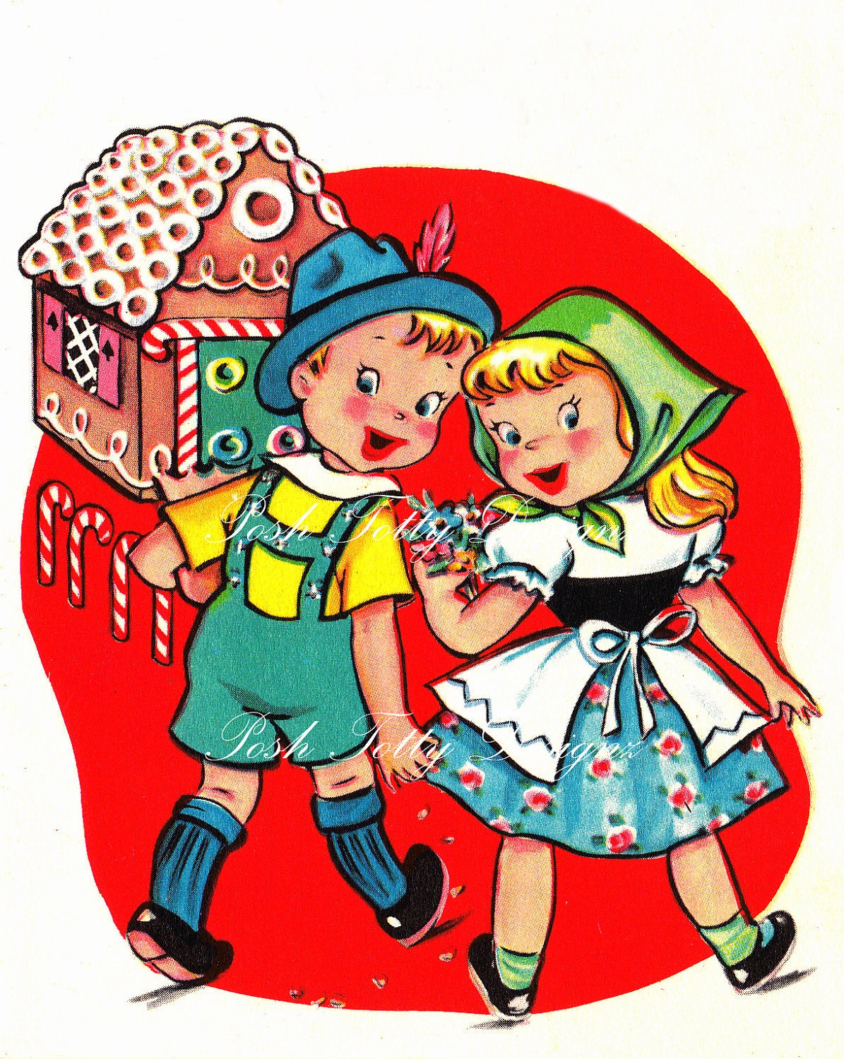 Hansel and Gretel and The Gingerbread House Vintage Digital Download Printable Images (196a)