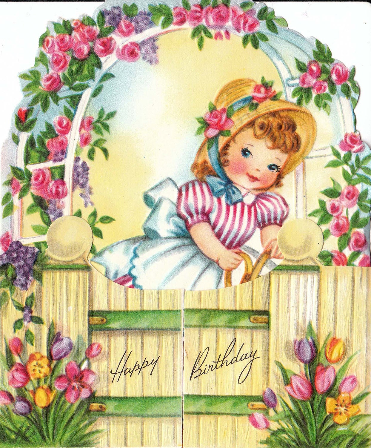 Vintage 1950s Happy Birthday Greetings Card (B4)
