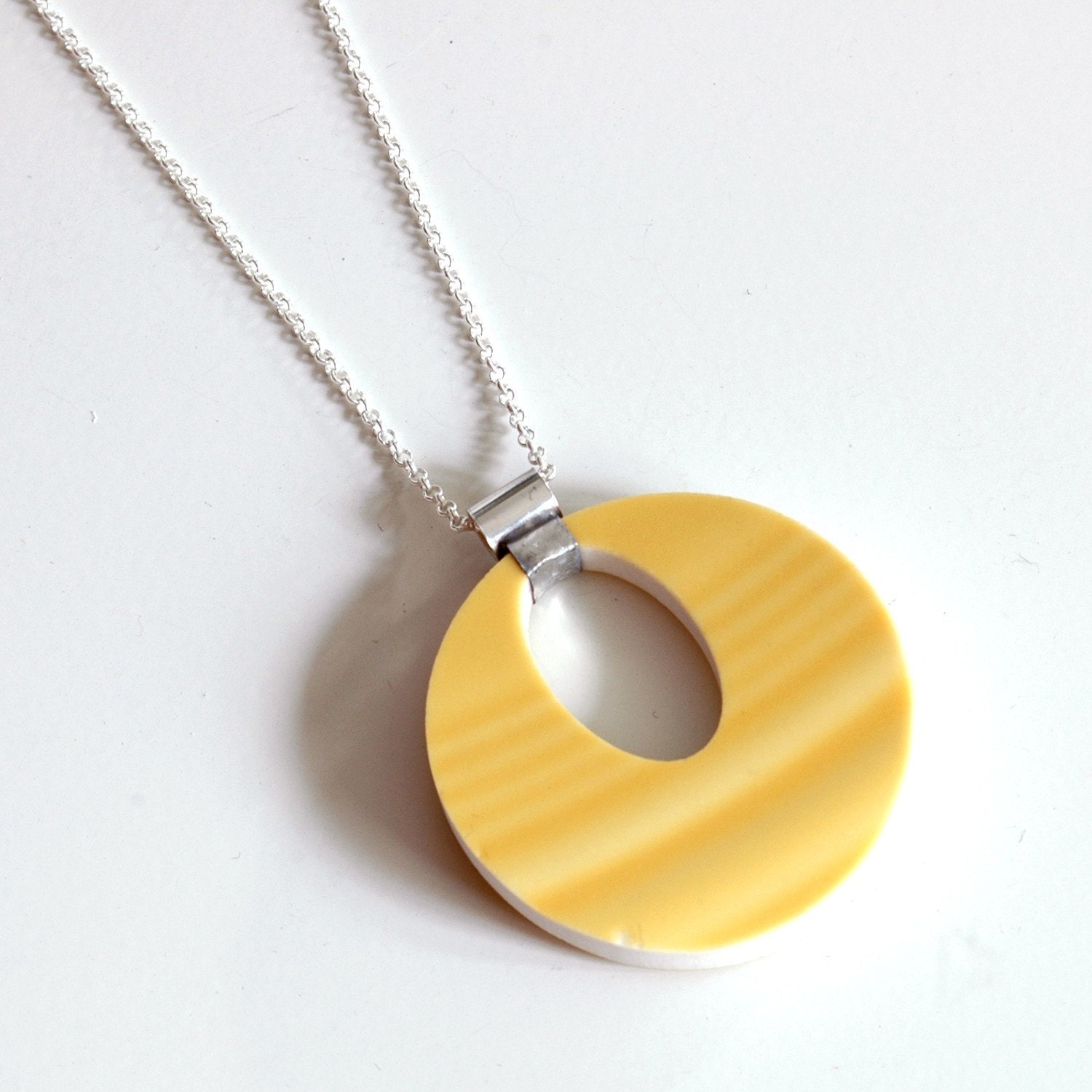 Cut out Simple Circle Necklace - Buttercup Yellow - Recycled China