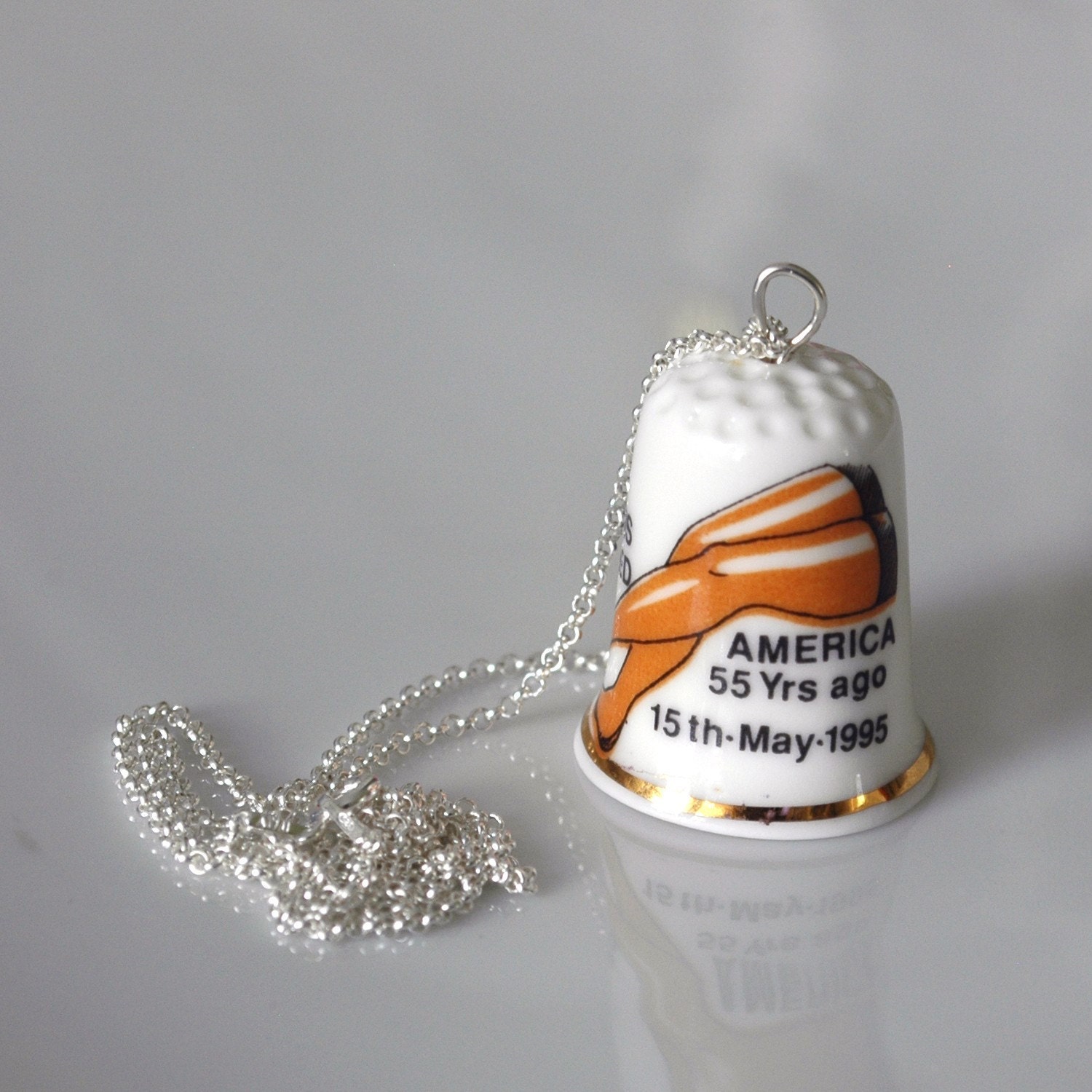 Recycled Porcelain Thimble Necklace - Vintage Nylon Launch