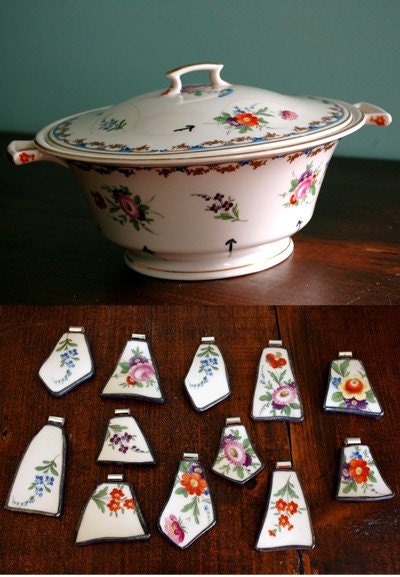 Custom Broken Plate Jewelry from YOUR Broken Plate - Recycled China - 1 Pendant